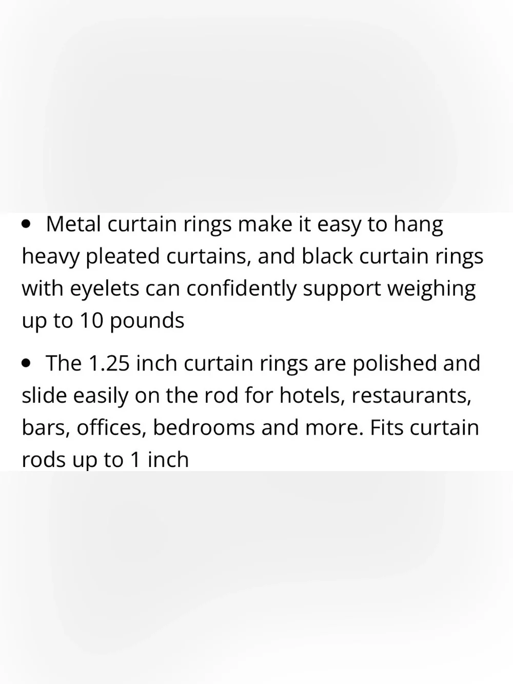 Curtain Rings with Hooks 1.25” fits up to 1” Rods (24Pcs) BLACK